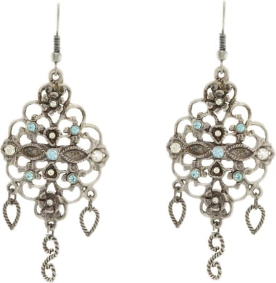 Behave - Oorbellen zilverkleur blauw steentjes - Retro chic - Feestlook