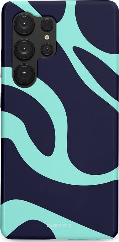 Casetastic Hoesje Geschikt voor Samsung S25 Ultra - Stijlvolle Beschermende Duo-layer Case - Golvenritme Aqua-Marine