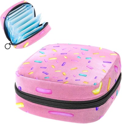 Menstruatiezakjes - Maandverband tasje - Hygiëne en privacy - Met binnenvak - 12x17x17 cm - Roze