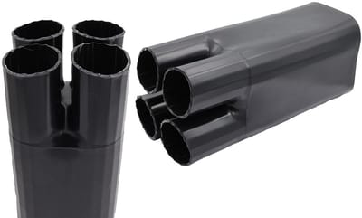 PRO-TIE® - Krimpkous Spruitstuk / Verdeelstuk 4-aderig met lijm 38-19 / 10-5 mm Zwart UV-bestendig - PRO-TIE
