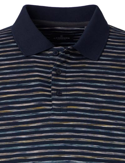 donkerblauwe gestreepte polo korte mouw Casa Moda normale fit