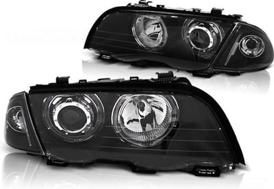 Koplampen dual halo rims BMW E46 05 98-08 01 S/T ANGEL EYES LED ZWART