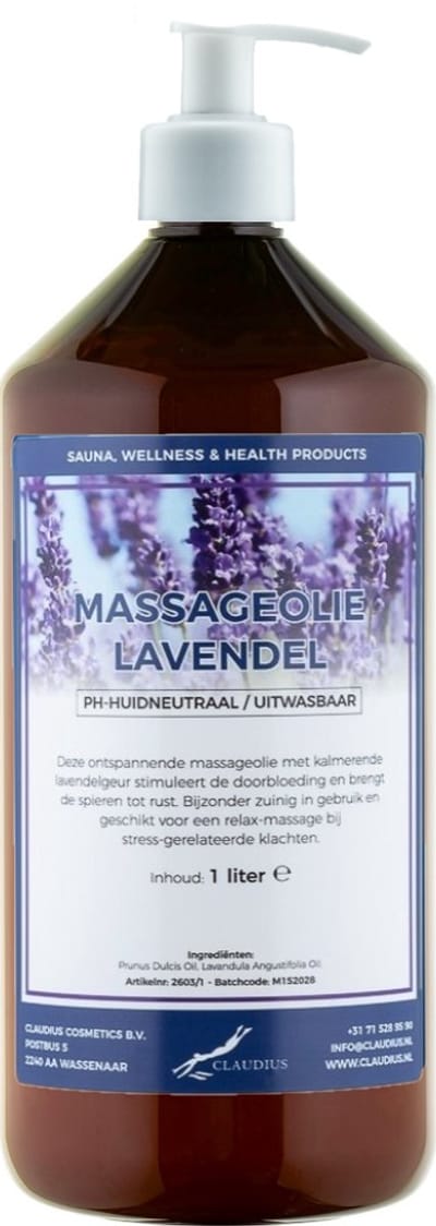 Massageolie Lavendel 1 liter met witte pomp - 100% natuurlijk - biologisch en koud geperst