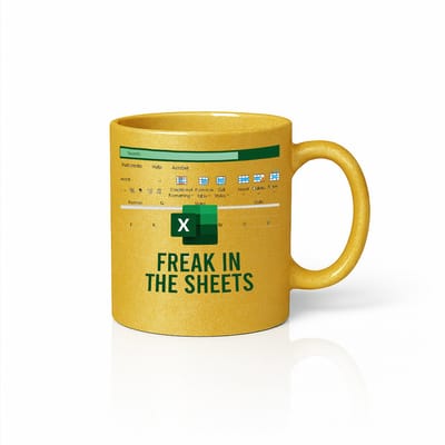 Grappige Excel 'Freak in the Sheets' Mok – Humoristische Koffiemok voor Excel Fans en Spreadsheet Liefhebbers - goud glitter