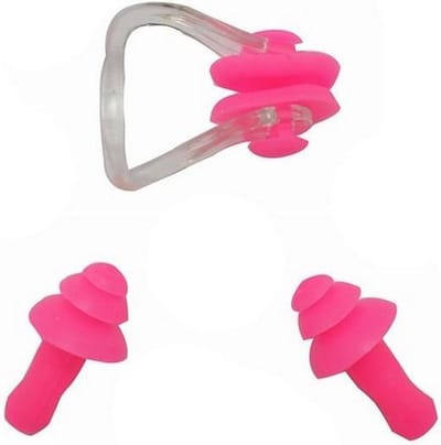 Zwemoordoppen met neusklem Roze One Size