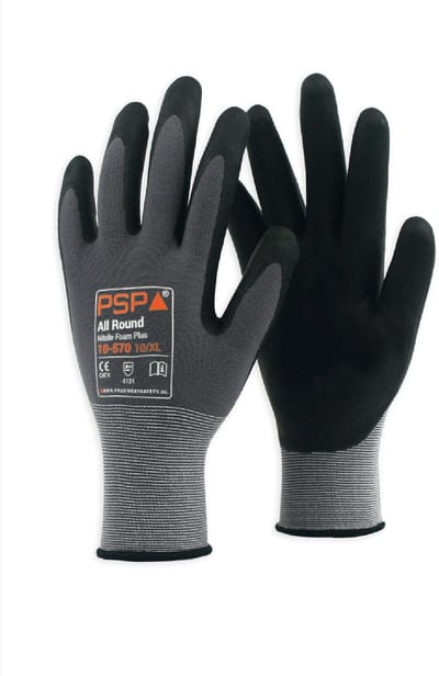 1 paar - Werkhandschoenen PSP 10-570 Allround Nitrile Foam Plus, Zwart (per paar), maat 09 / L