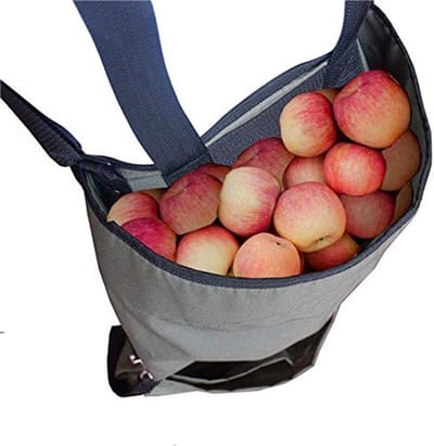 OmGoods - Dailygoody - Tuinfruitplukschort - Fruitplukzak - Verstelbare maat - Grijs - Hoge kwaliteit Oxford-doek - Geschikt voor fruit en groenten - 2 opbergva...