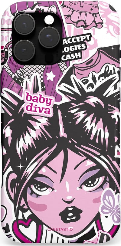 Casetastic Hoesje Geschikt voor Apple iPhone 16 Pro Max Magsafe - Stijlvolle Beschermende Duo-layer Case - Roze Y2K Pop Teen Girly Cash Diva Collage