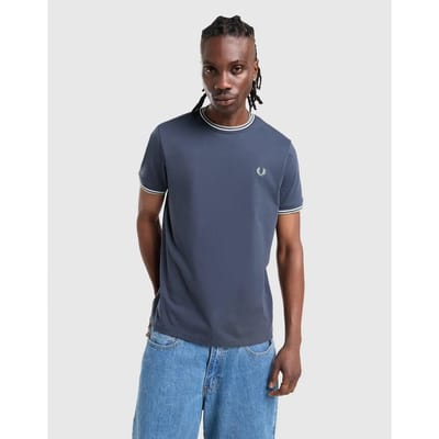 T-shirt met dubbel contrasterend biesje Fred Perry