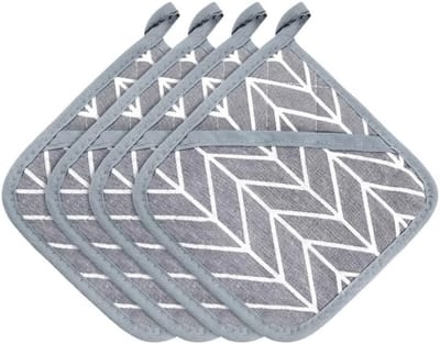 Pannenhouder - 4-delige Hittebestendige Katoenen Set met Zak - Antislip Ovenhandschoen voor Hete Pannen - Geschikt voor Koken en Bakken - 4 Stuks