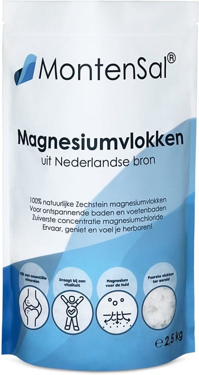 MontenSal - Magnesium Vlokken Kristallen - 2,5 kg - Uit Nederlandse Bron