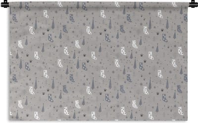 Wandkleed - Wanddoek - Sokken - Patronen - Kerst - 180x120 cm - Wandtapijt