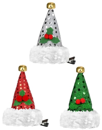 ZEYNOMAX- Kersthaarspelden Set van 3 - Haaraccessoires - Mini-Kerstmuts - Haarspeld - Feestdagen - Hoogwaardig Materiaal