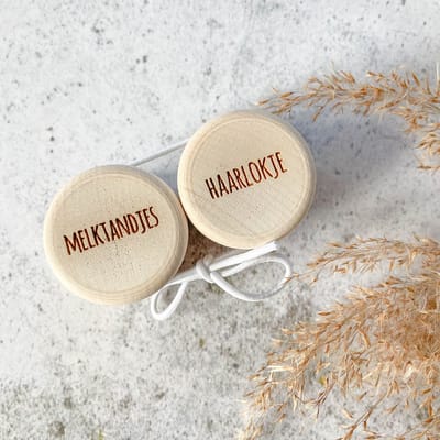 Bewaardoosjes set | melktandjes & eerste haarlokje | tandendoosje | melktandjes bewaren | haarlokdoosje opdruk: gegraveerd