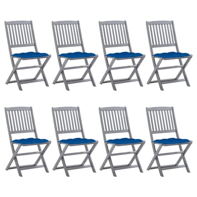 vidaXL - Inklapbare - stoelen - 8 - st - met - kussens - massief - acaciahout