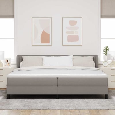 vidaXL - Boxspring - bed - met - hoofdeinde - Taupe - 200 - x - 200 - cm - Stof