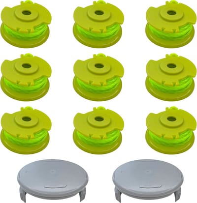 Spoel van draadtrimmer vervangingsdraad AC80RL3 geschikt voor Ryobi One+ bosmaaier 18V 24V 40V Ø 2 mm lengte 3,4 m - Set van 9 spoelen + 2 hoes