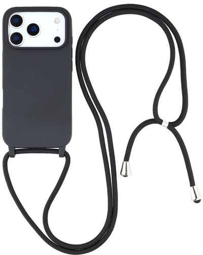 Coverup Hoesje - Geschikt voor iPhone 17 Pro Hoesje - Coverup Siliconen Back Cover met Koord - Zwart