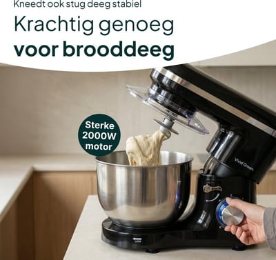Keukenrobot - Mixer Keuken - Bakken Ingrediënten - Krachtige Motor - 6.2L Kom - Zwart