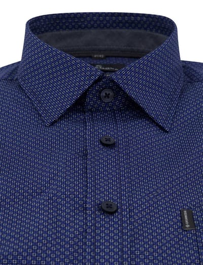 Blauw overhemd Casa Moda Casual fit patroon korte mouw
