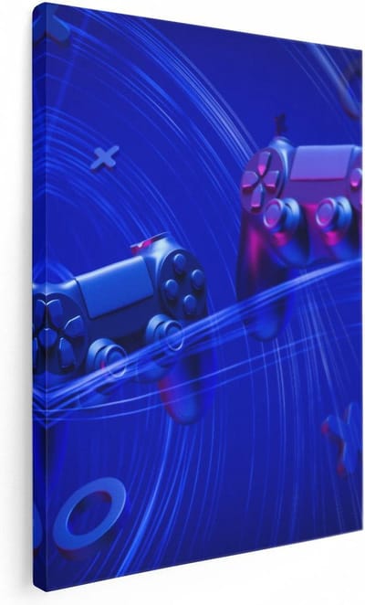 Artaza Canvas Schilderij Gamer Kantoor - 30x40 cm - Klein - Wanddecoratie Kantoor - Muurdecoratie Mancave - Schilderijen Op Canvas