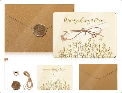 Dailygoods- Wenskaarten Set - Houten Wenskaarten - Reageerbuizen - Henneptouw - Envelop - Elegant en Duurzaam
