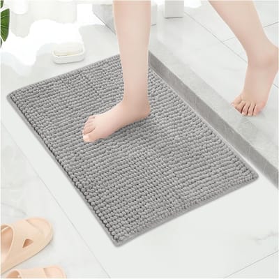 Badmat Antislip - Douchemat Vloermat - Badkamer Droog Houden - Extra Zacht Shaggy - 60x90 cm - Grijs