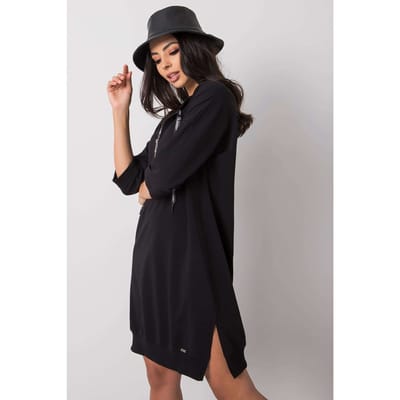 Zip Cotton Ease Dress - Zwart / S/M