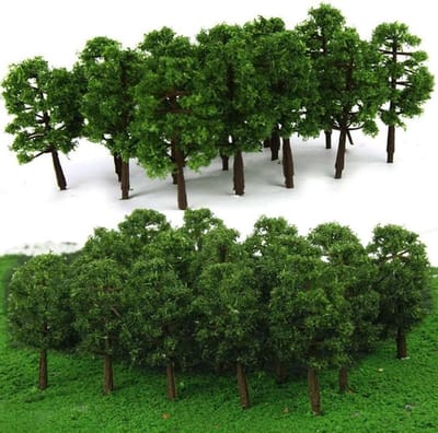 50 Stuks Gemengde Miniatuur Bomen voor Landschapsdecoratie, Treinbaan en Modelbouw Projecten