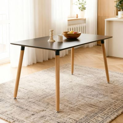 Eettafel Rechthoekig - Keukentafel Tafel - Samen Eten - Verstelbare Poten - 120 x 70 cm - Zwart
