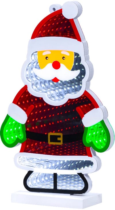 Lumineo - LED Infinity Lights – Kerstman - L6 x B15.5 x H26 cm - Meerkleurig - Acryl