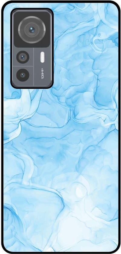 Smartphonica Telefoonhoesje Geschikt voor Xiaomi 12T / 12T Pro met marmer opdruk - TPU backcover case marble design - Lichtblauw geschikt voor Xiaomi 12T;Xiaomi 12T Pro