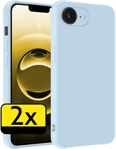 Hoesje - 2 Stuks - Geschikt voor Apple iPhone 16e - Sterk & Shockproof - Case Siliconen - Back Cover - Telefoon Hoes - Telefoonhoesjes - Lichtblauw