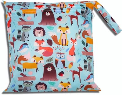 Waterproof Wetbag - Herbruikbare Luiertas - Baby Benodigdheden - Met Klik Gesp - 30 x 28 cm - Zoo Groen