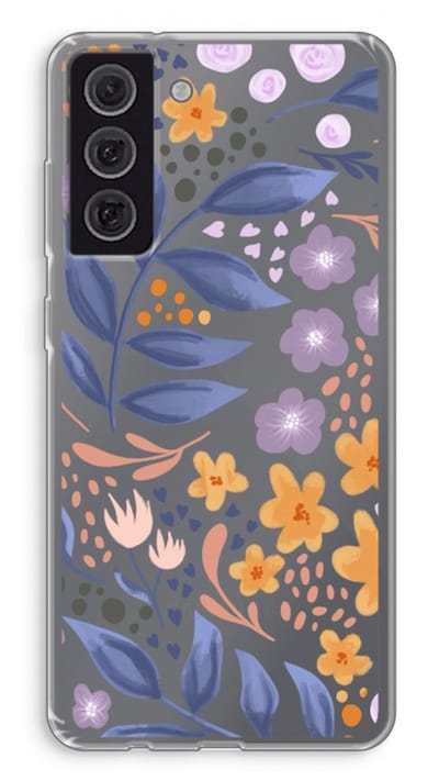 Case Company® - Hoesje geschikt voor Samsung Galaxy S21 FE hoesje - Flowers with blue leaves - Soft Cover Telefoonhoesje - Bescherming aan alle Kanten en Schermrand