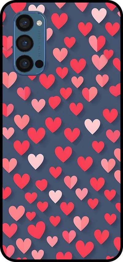 Smartphonica Telefoonhoesje Geschikt voor Oppo Reno 4 Pro 5G met Roze en Rode Hartjes Opdruk - TPU Backcover Case With Rosé and Red Heart Design geschikt voor Oppo Reno4 Pro 5G