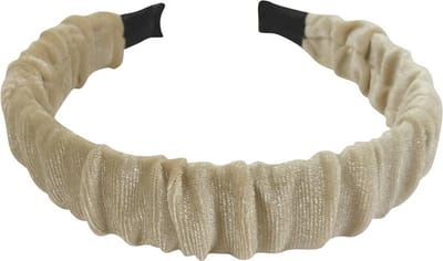 Haarsoires Haarband Diadeem 2,5cm – Gerimpelde Teddy Stof – Beige - Comfortabel voor Dames & Meisjes - Universele Maat
