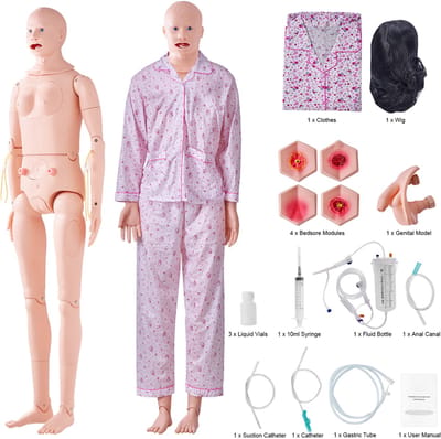 Verpleegpop, Man/Vrouw, Levensgroot voor Training, Multifunctioneel Lesmodel, Anatomische Pvc Etalagepop voor de Simulatie van Lichaamsverzorging