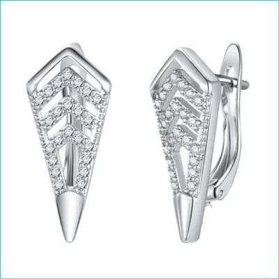 Aramat Jewels | Oorbellen | Zilveren Oorbellen met Zirkonia Steentjes | Pijl-Transparant-20x9mm | |10mm | Zilver | Volwassenen | Verkleurd niet