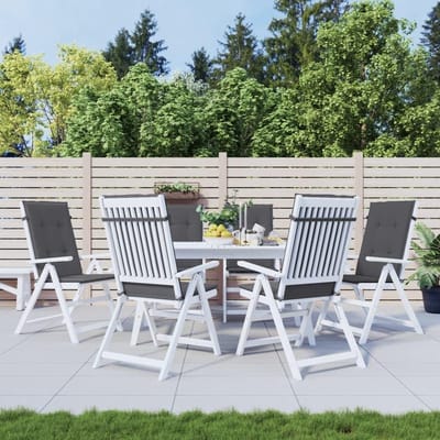 Tuinstoelkussens Hoge Rugleuning - Comfortabele Zitkussens - Buiten Zitten - Waterafstotend Polyester - 6 Stuks - Antraciet
