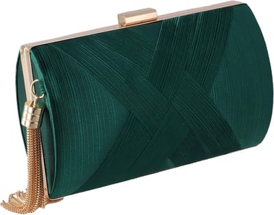 Dailygoods- Clutch Elegante Satijnen Avondtas - Handtas voor Feesten - Draagbaar als Schoudertas/Crossbody - Luxe Accessoire - Afneembare Gouden Ketting