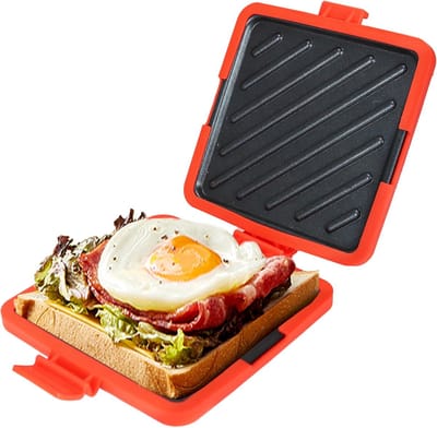 Magnetron Toastie Sandwich Maker, Magnetron Toastie Maker, Veelzijdige Kleine Broodrooster, Gemakkelijk Schoon te Maken en Op te Bergen, Perfect voor het Koken van Ontbijt, Gegrilde Kaas, Snacks (Rood)