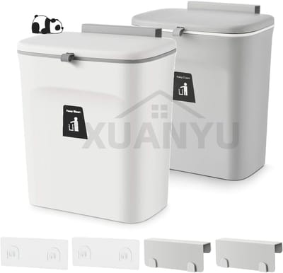 Compostemmer Keuken - Afvalbak Deksel - Voedselresten Scheiden - Hangend of Staand - 9 Liter - Grijs Wit