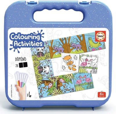 Domino Kleuractiviteiten - Puzzel Spel - Creatief Spelen - Inclusief Viltstiften - 25 x 25.7 x 6 cm - Meerkleurig