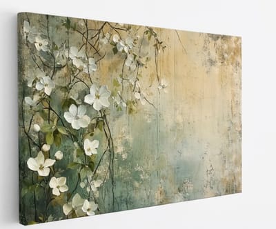 Saammp Canvas Schilderij - Vintage - Natuur - Bloemen - 45x30 - Foto op canvas - Wanddecoratie - Muurdecoratie Woonkamer - Kantoor Decoratie