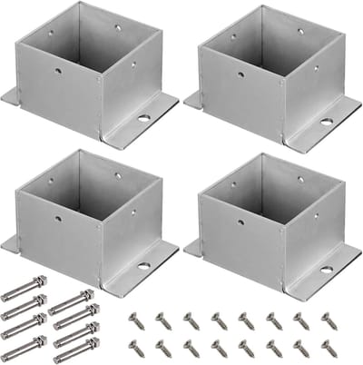Paalanker Vierkant - Steunhouder Hekpaal - Terras en Hekwerk - Roestvrij Staal - 60 x 80 mm - Zilver