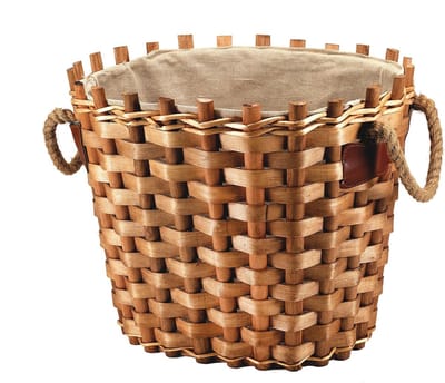 Houten mand - Gevoerde mand - Haardhout opslag - Ovale vorm - 50 x 42 x 40 cm