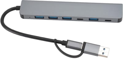Allecto - USB C-hub - 7 in 1 USB-hub - Aluminiumlegering - Gegevensoverdracht - USB Type C - Geschikt voor Telefoons en Laptops - Compact ontwerp