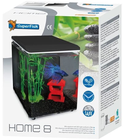 Superfish Home Aquarium - 20.5x20.5x25.7 cm - 8L - Zwart