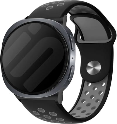 Strap-it Siliconen sport bandje met druksluiting geschikt voor Samsung Galaxy Watch 9 (40/44mm) / Watch 8 (40/44mm) / 8 Classic (46mm) - zwart/grijs